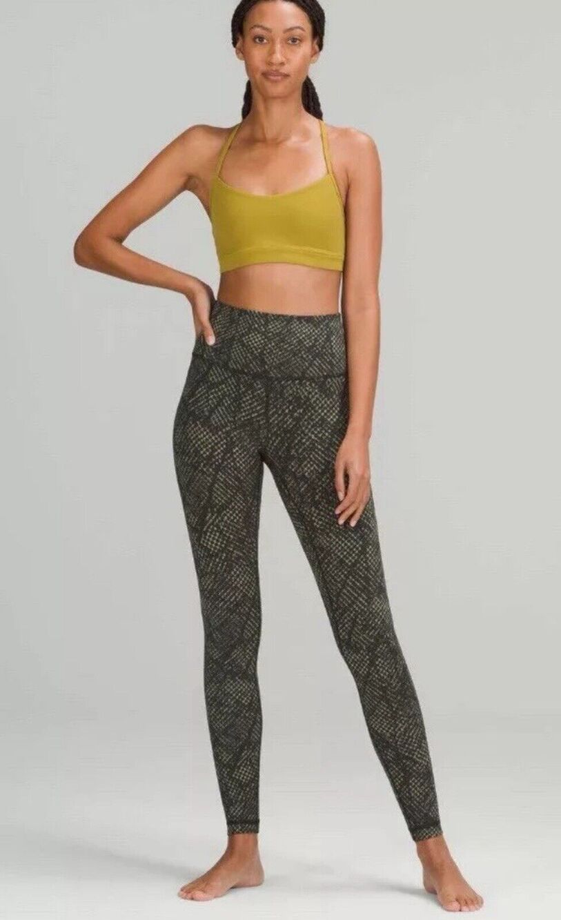 Lululemon Wunder Under Hi-Rise 28 Tight Reptilia Jacquard Rainforest Green Sz 10